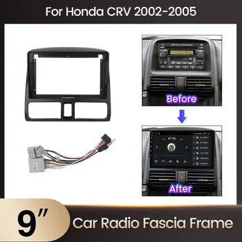 Черен 9-инчов Двоен Дин За HONDA CRV CR-V 2002-2005 Г., Автомобилната Радиоприемная панел, Мултимедиен Плейър, Комплект За закрепване към таблото, Тампон