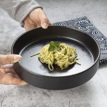 Чиния Керамика креативна дълбока чиния Японската суповая чиния Плодови Голяма ресторанная чиния Ретро-съдове за готвене Домашно приготвена храна Чиния за салата