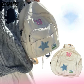 Чисто ученически чанти Сладък Kawaii Star, японски прости эстетичные мини-раници Y2k, модни эстетичные ежедневни дамски холщовые чанти Y2k