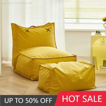 жълто кадифе диван с откидывающимся фотьойл минималистичен луксозен европейски диван в скандинавски стил, голям открит диван, мебели за дома soggiorno